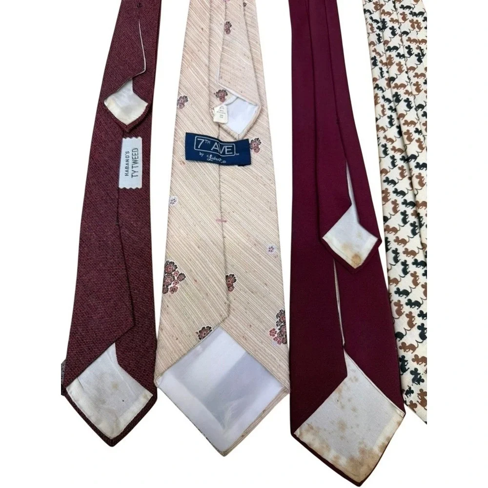 Vintage Mens Necktie Lot 12pc Retro Geometric Novelty Striped  FLAWS FINAL SALE!